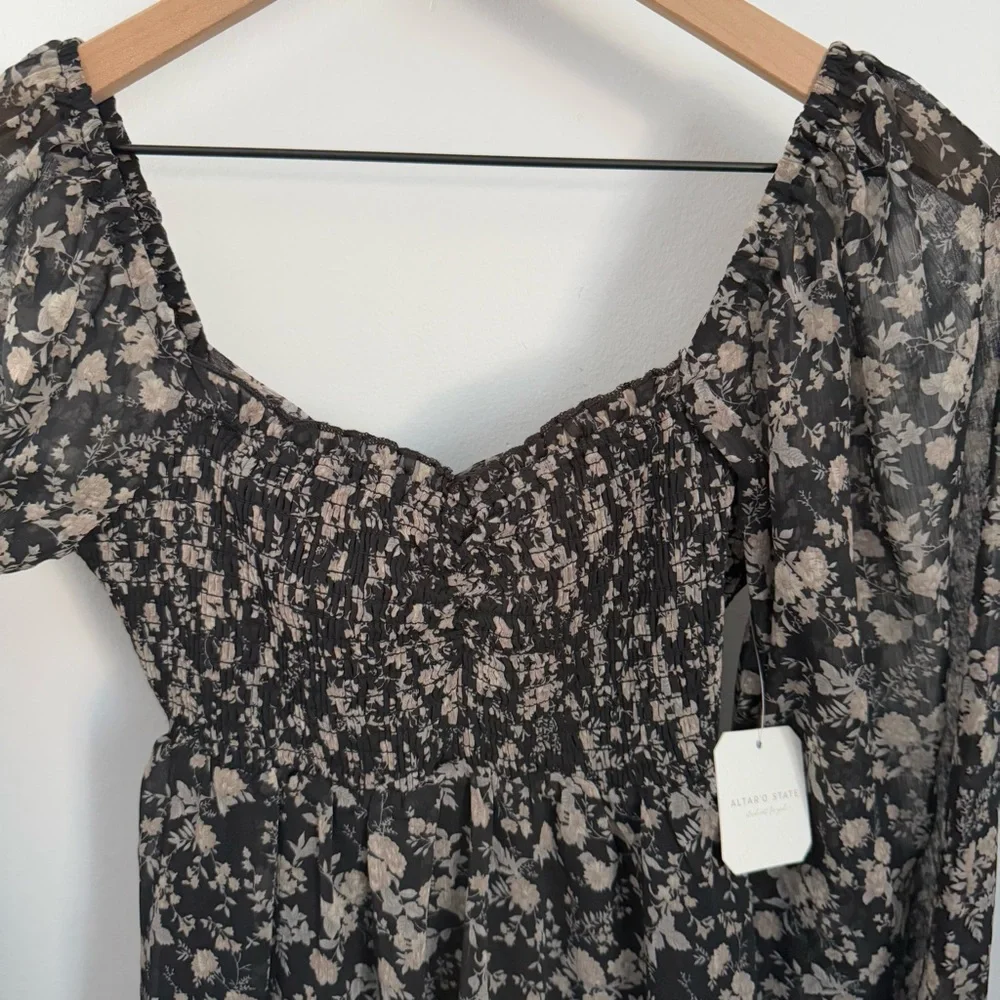 Altar’d State XS Brentwood Floral Mini Dress Whimsigoth Smock Bustier babydoll - Picture 5 of 10